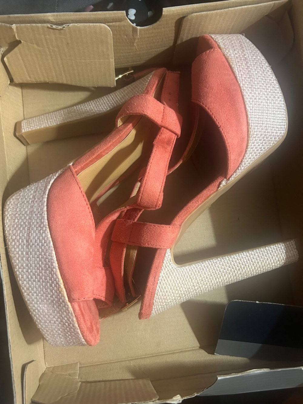 City Streets Coral Suede Platform Peep-Toe Sandals